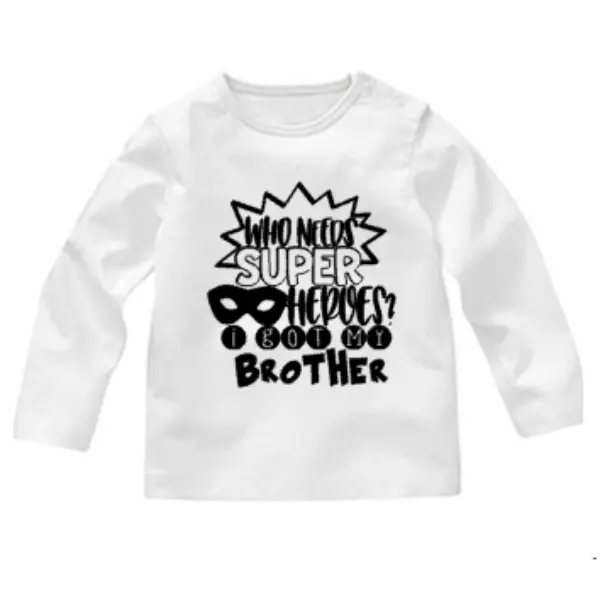 baby shirt who needs a superhero i got my brother - Afbeelding 2