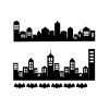 Muursticker skyline met vleermuis