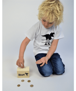 Alternative view of Houten spaarpot Dinosaurus met naam