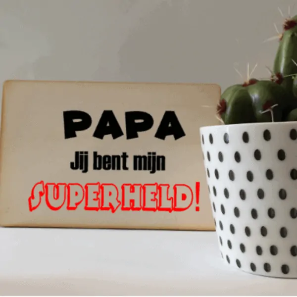 Houten kaart Jij bent onze superheld