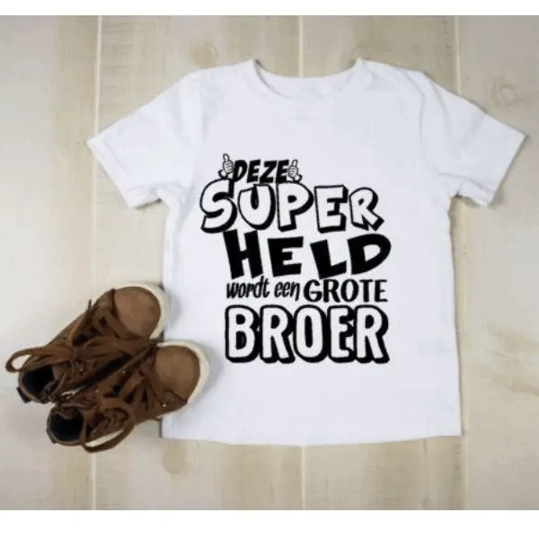 baby kinder tshirt Deze superheld wordt grote broer