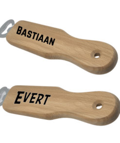 Flessenopener met houten handvat met naam